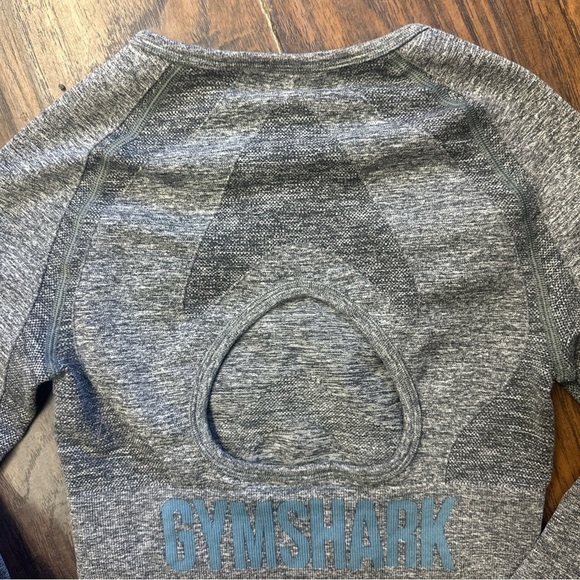 Gymshark Women’s Seamless Cropped Long Sleeve Top Gray Athletic Workout S <196>> - Picture 9 of 9